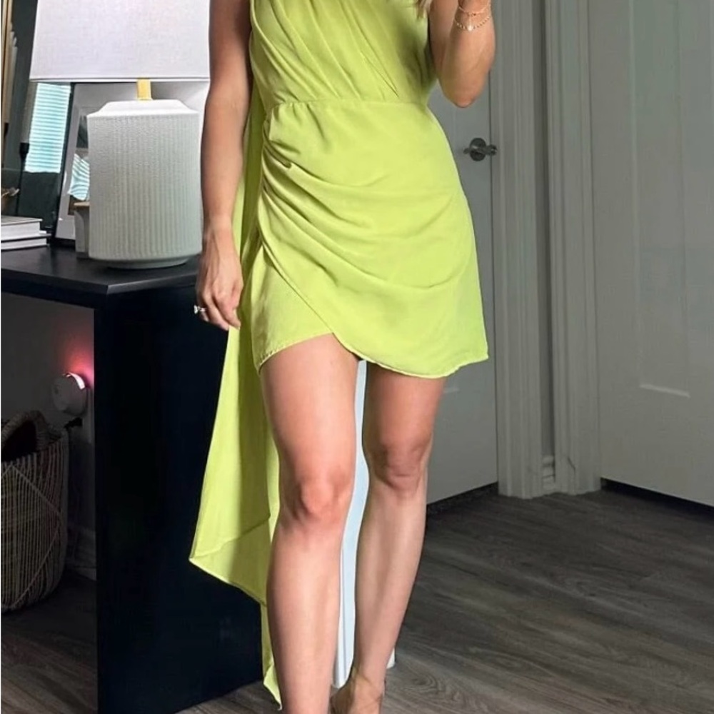 Citron one shoulder dress - Picture 4 of 6